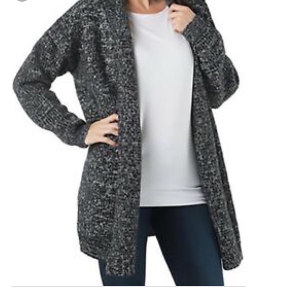 En Creme Open Sweater Cardigan with Shawl Collar